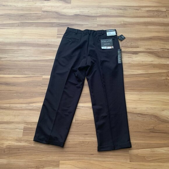 Savane Expandable Comfort Wrinkle Free Pleated Pants Black 38 x 29 - Picture 3 of 11